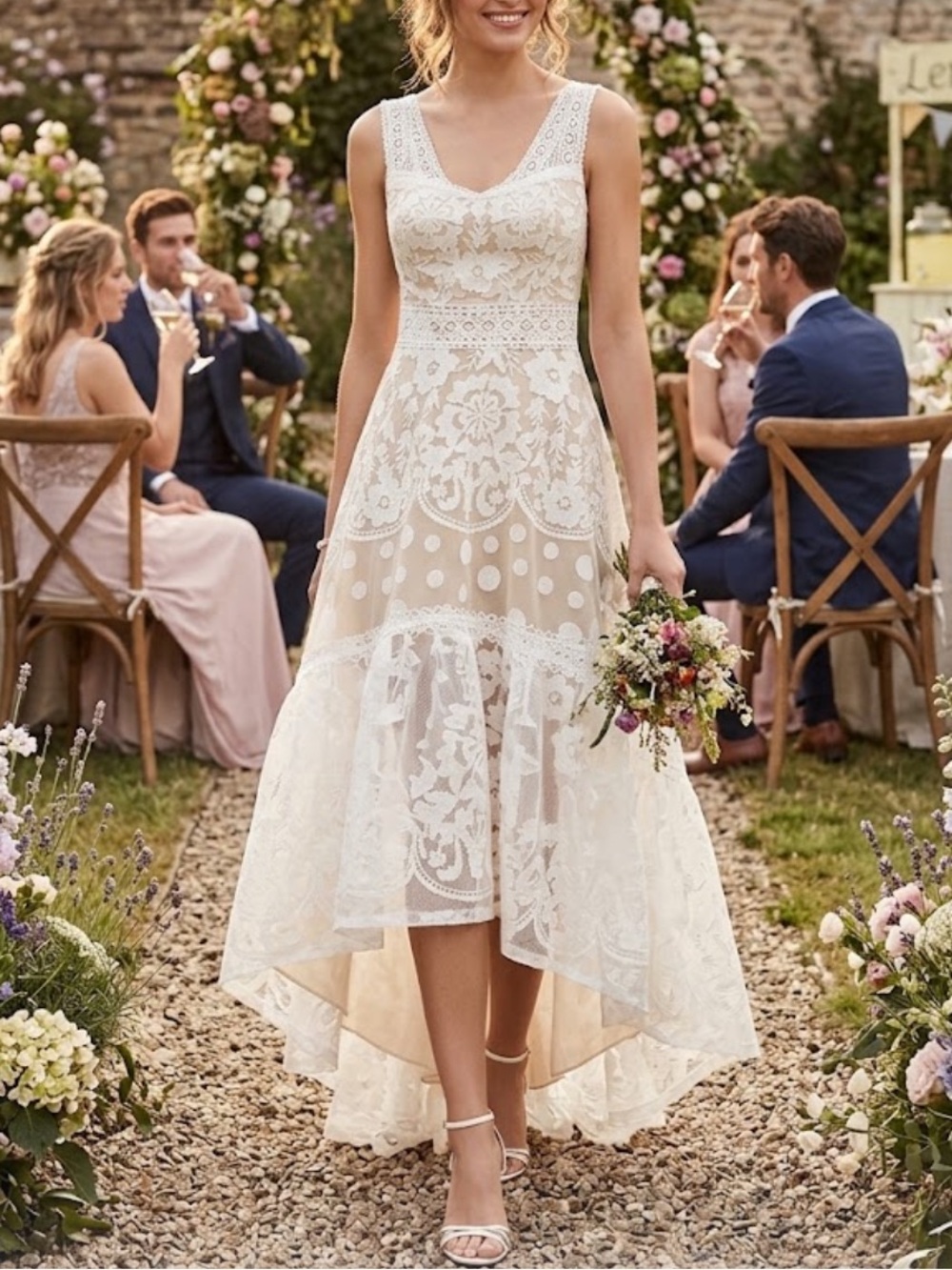 🎉HP Bronx & Banco BHLDN Mariana Med 8/10 Off White Organza Midi Wedding Bridal